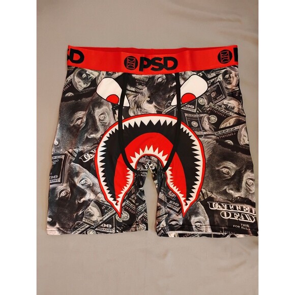 Men's PSD Boxer Briefs Money Shreds Gray Red XL - Picture 1 of 5
